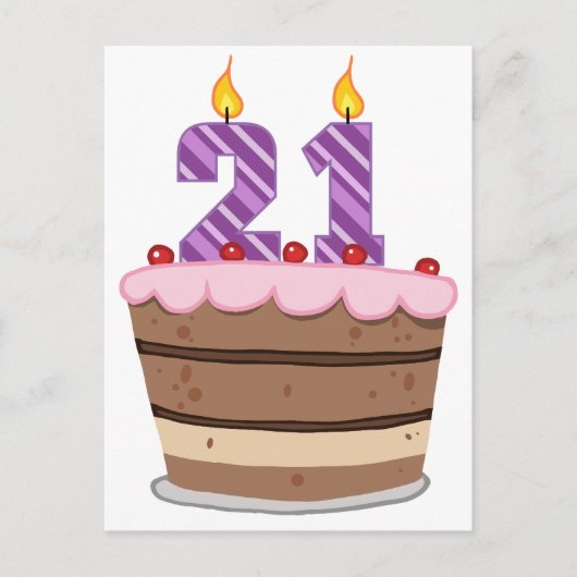 Leeftijd 21 op de Birthday Cake Briefkaart (Voorkant)