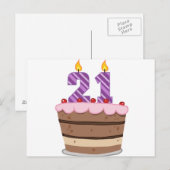 Leeftijd 21 op de Birthday Cake Briefkaart (Voorkant / Achterkant)