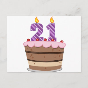 Leeftijd 21 op de Birthday Cake Briefkaart