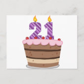 Leeftijd 21 op de Birthday Cake Briefkaart (Voorkant)