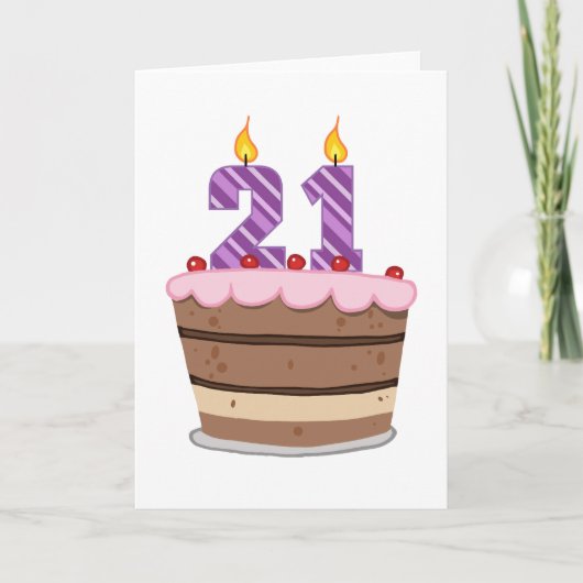 Leeftijd 21 op de Birthday Cake Kaart (Voorkant)
