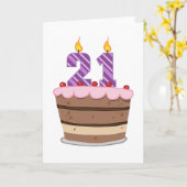 Leeftijd 21 op de Birthday Cake Kaart (Gele Bloem)
