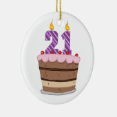 Leeftijd 21 op de Birthday Cake Keramisch Ornament (Rechts)