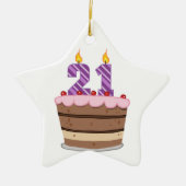 Leeftijd 21 op de Birthday Cake Keramisch Ornament (Voorkant)