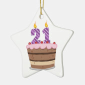 Leeftijd 21 op de Birthday Cake Keramisch Ornament (Links)