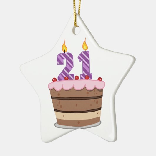 Leeftijd 21 op de Birthday Cake Keramisch Ornament (Links)
