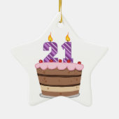 Leeftijd 21 op de Birthday Cake Keramisch Ornament (Achterkant)