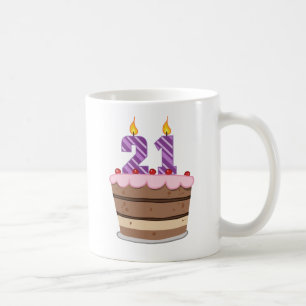 Leeftijd 21 op de Birthday Cake Koffiemok