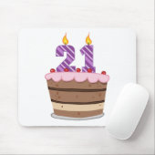 Leeftijd 21 op de Birthday Cake Muismat (Met muis)