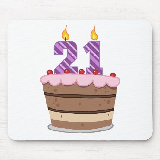 Leeftijd 21 op de Birthday Cake Muismat (Voorkant)