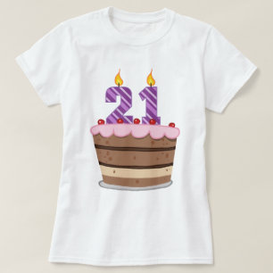 Leeftijd 21 op de Birthday Cake T-shirt