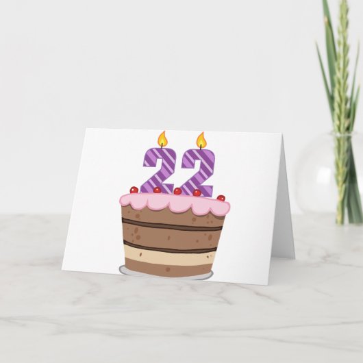 Leeftijd 22 op de Birthday Cake Kaart (Voorkant)
