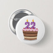 Leeftijd 22 op de Birthday Cake Ronde Button 5,7 Cm (Voorkant /achterkant)