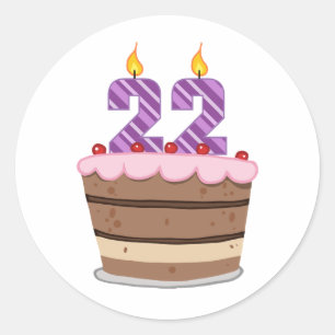 Leeftijd 22 op de Birthday Cake Ronde Sticker