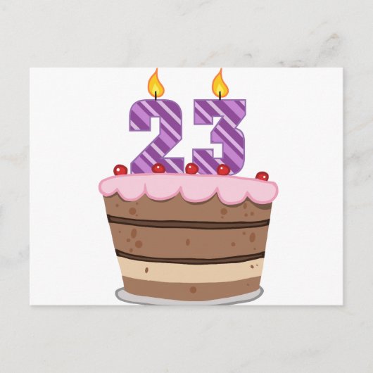 Leeftijd 23 op de Birthday Cake Briefkaart (Voorkant)