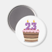 Leeftijd 23 op de Birthday Cake Magneet (Voorkant / Achterkant)