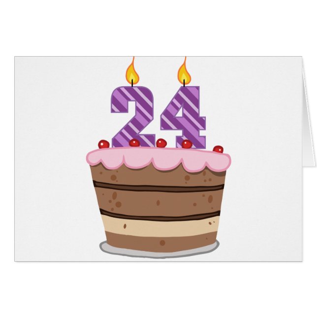 Leeftijd 24 op de Birthday Cake (Voorkant Horizontaal)