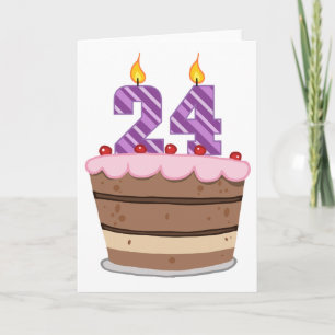 Leeftijd 24 op de Birthday Cake Kaart