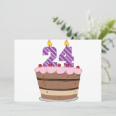 Leeftijd 24 op de Birthday Cake Kaart (Staand voorkant)