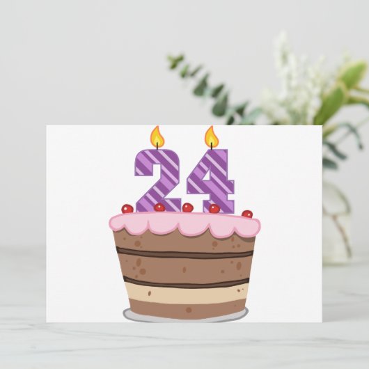 Leeftijd 24 op de Birthday Cake Kaart (Staand voorkant)
