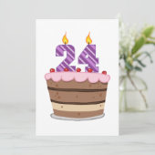 Leeftijd 24 op de Birthday Cake Kaart (Staand voorkant)