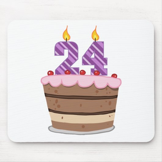 Leeftijd 24 op de Birthday Cake Muismat (Voorkant)