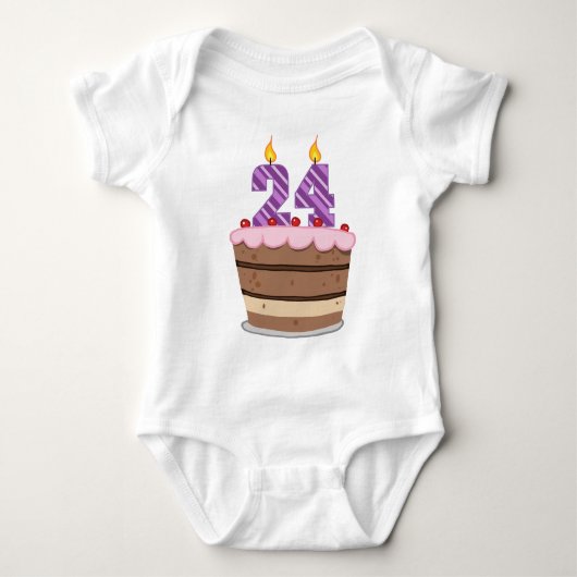 Leeftijd 24 op de Birthday Cake Romper (Voorkant)