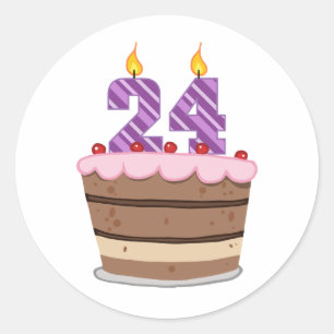 Leeftijd 24 op de Birthday Cake Ronde Sticker