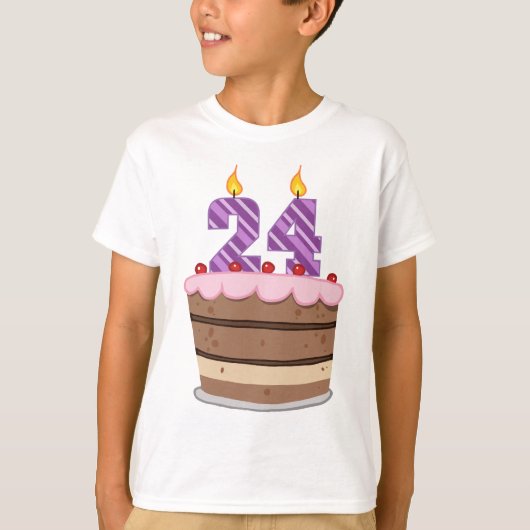 Leeftijd 24 op de Birthday Cake T-shirt (Voorkant)