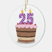 Leeftijd 25 op de Birthday Cake Keramisch Ornament (Links)
