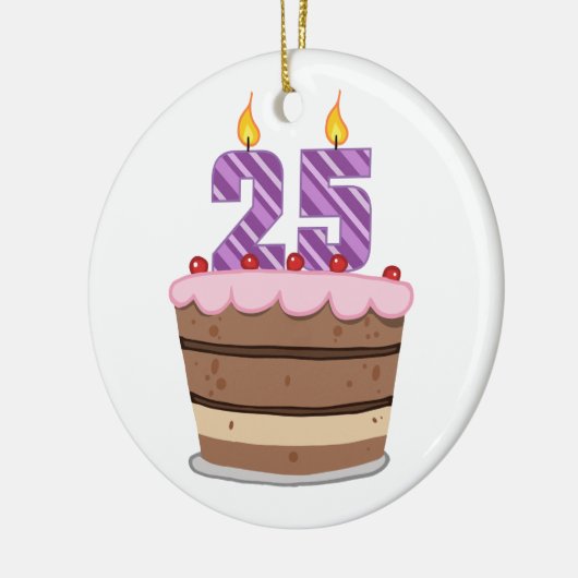 Leeftijd 25 op de Birthday Cake Keramisch Ornament (Links)
