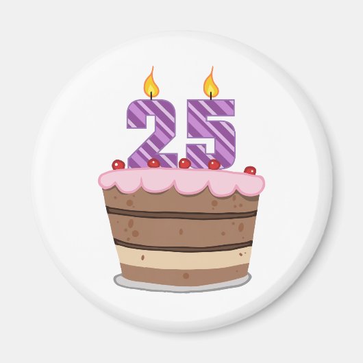 Leeftijd 25 op de Birthday Cake Magneet (Voorkant)