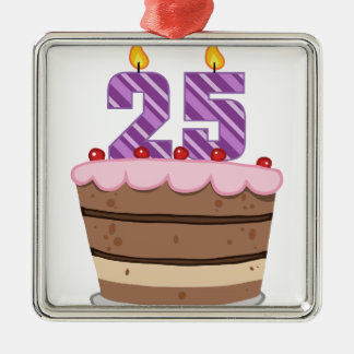 Leeftijd 25 op de Birthday Cake Metalen Ornament