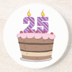 Leeftijd 25 op de Birthday Cake Zandsteen Onderzetter