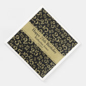 Leeftijd 25 Willekeurig Getal Patroon Zwart/Goud Servet (Hoek)