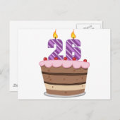 Leeftijd 26 op de Birthday Cake Briefkaart (Voorkant / Achterkant)