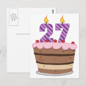 Leeftijd 27 op de Birthday Cake Briefkaart (Voorkant / Achterkant)