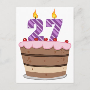 Leeftijd 27 op de Birthday Cake Briefkaart