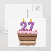 Leeftijd 27 op de Birthday Cake Briefkaart (Voorkant / Achterkant)