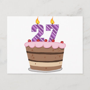 Leeftijd 27 op de Birthday Cake Briefkaart