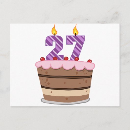 Leeftijd 27 op de Birthday Cake Briefkaart (Voorkant)