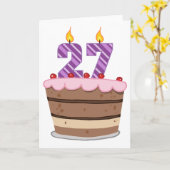 Leeftijd 27 op de Birthday Cake Kaart (Gele Bloem)