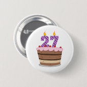Leeftijd 27 op de Birthday Cake Ronde Button 5,7 Cm (Voorkant /achterkant)