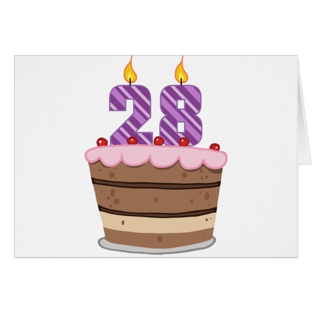 Leeftijd 28 op de Birthday Cake (Voorkant Horizontaal)