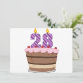 Leeftijd 28 op de Birthday Cake Kaart (Staand voorkant)