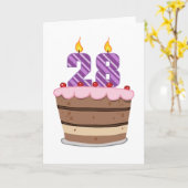Leeftijd 28 op de Birthday Cake Kaart (Gele Bloem)