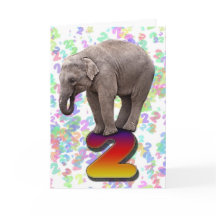 Leeftijd 2, een gelukkige olifantenverjaardagskaar