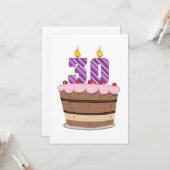 Leeftijd 30 op de Birthday Cake Kaart (Voorkant / Achterkant in situ)