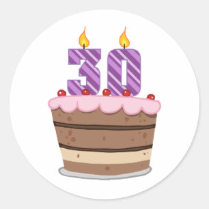 Leeftijd 30 op de Birthday Cake Ronde Sticker