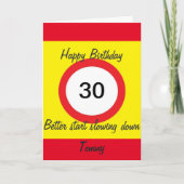 Leeftijd 30 Road Sign snelheidslimiet kaart, Naam  Kaart (Voorkant)